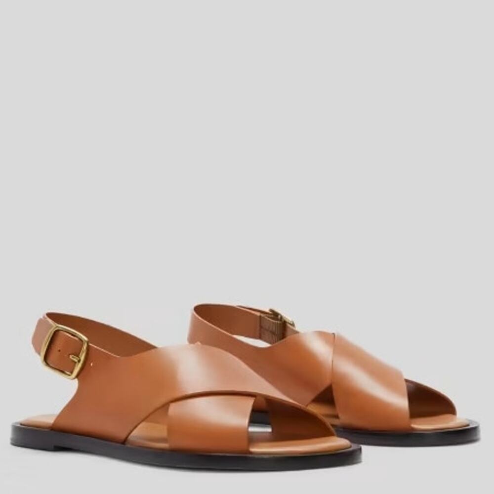 EVERLANE  Day Crossover Brown Leather Sandals SIZE 8.5